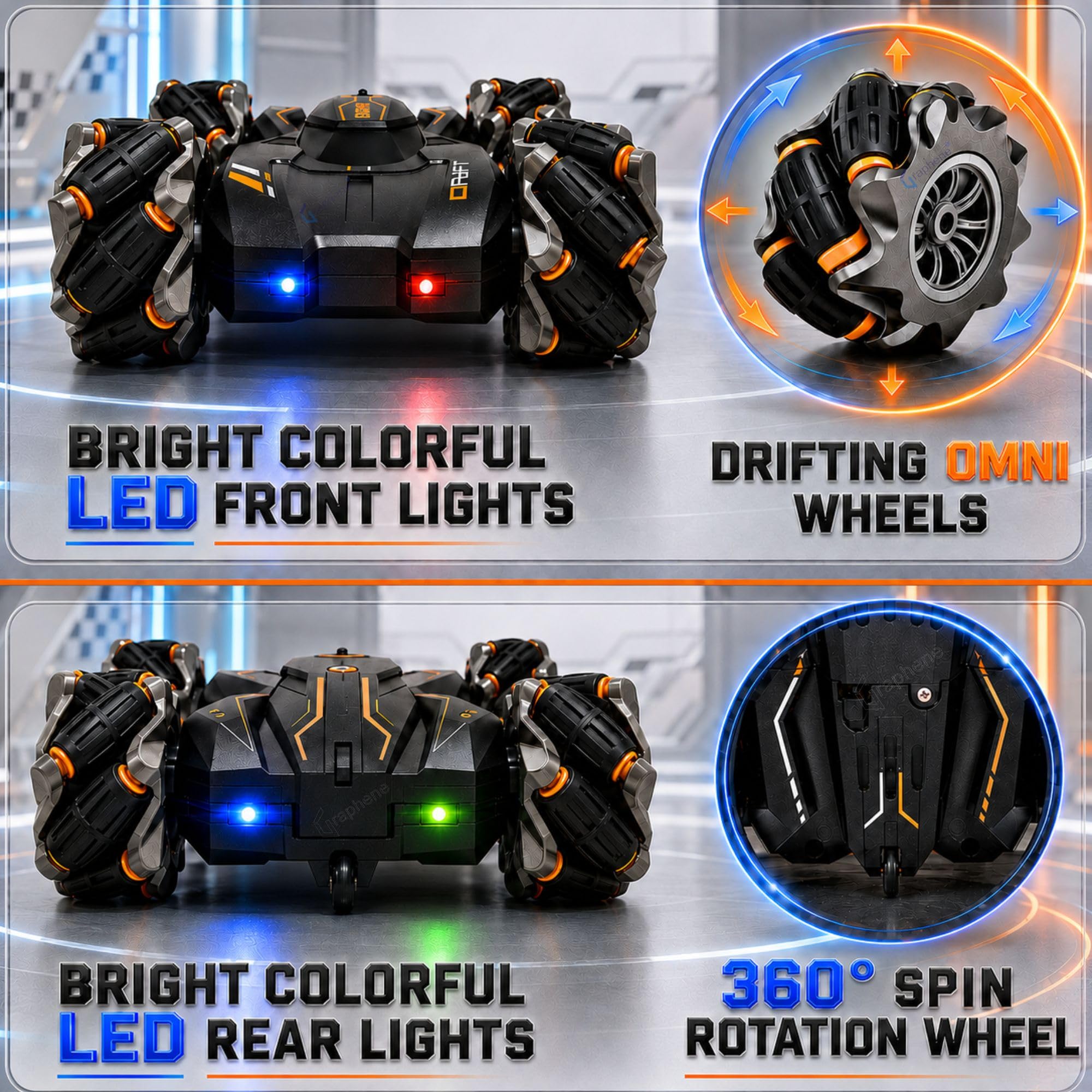 GRAPHENE 4X4 Remote Control Drift Stunt Car 4WD Racing Fall Resistant RC Car 360° Rotating Dual Sided Climbing High-Speed Tumbling Cross-Country Battle Off Road Rechargeable Adults Boy Girl — Amazon image 9
