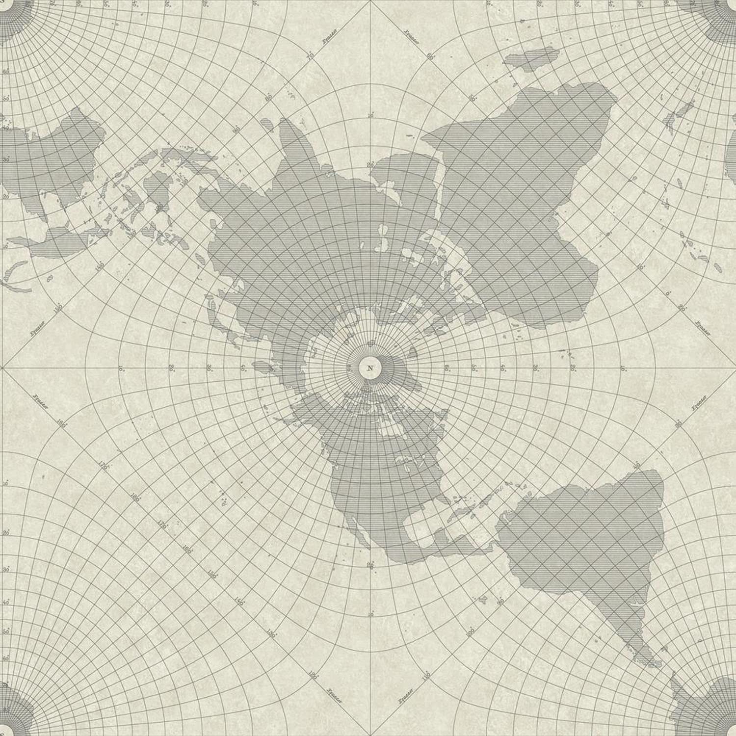 RoomMates RMK11076WP Gray Maritime Maps Peel and Stick Wallpaper, 20.5" x 16.5 feet