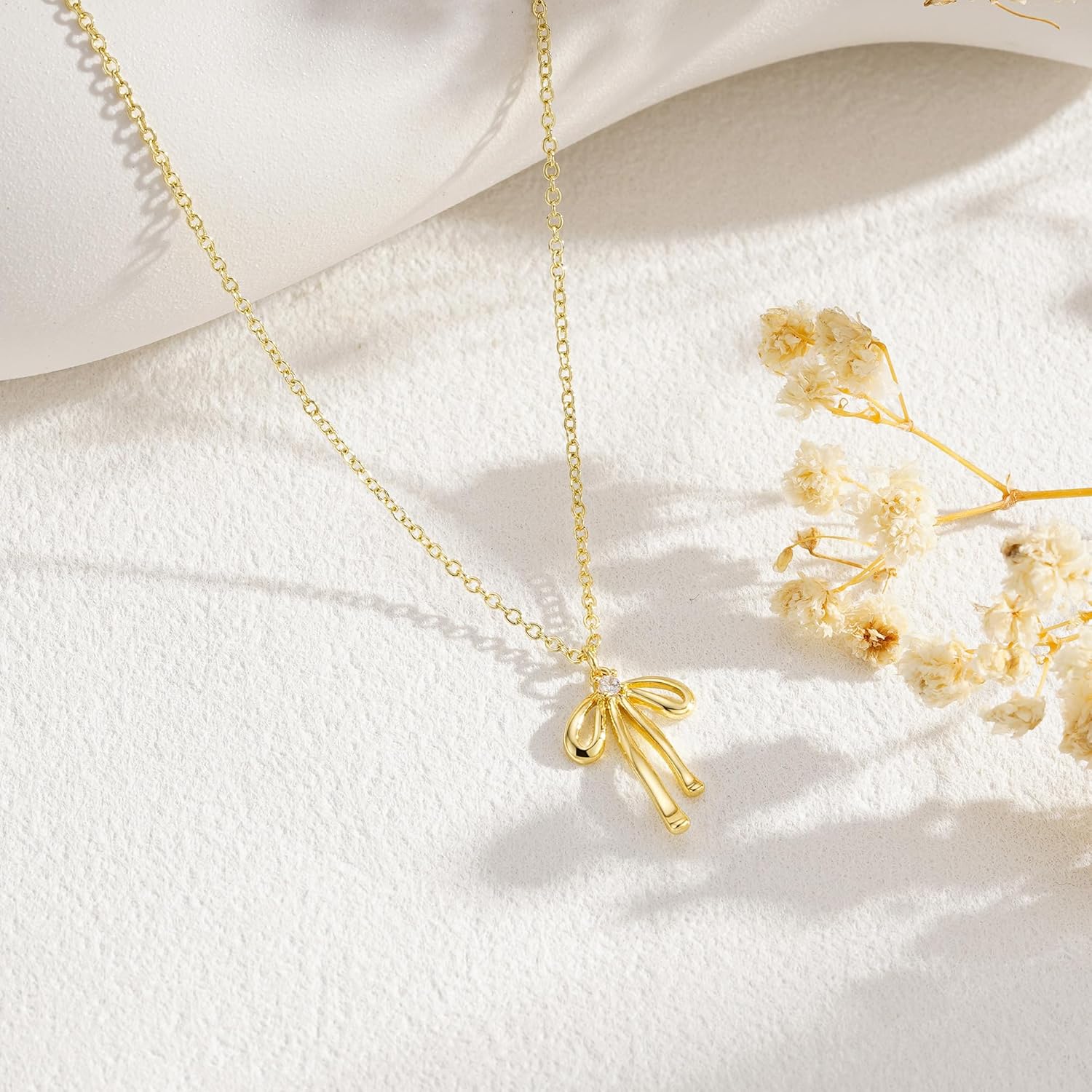 Yoosteel 14K-Gold-Plate Bow Necklaces for Kids Teen Girls Women - Dainty Bow Choker Necklaces Simple Small Pendant Necklaces for Teenage Girl Women Trendy Gift Jewelry - Image 7