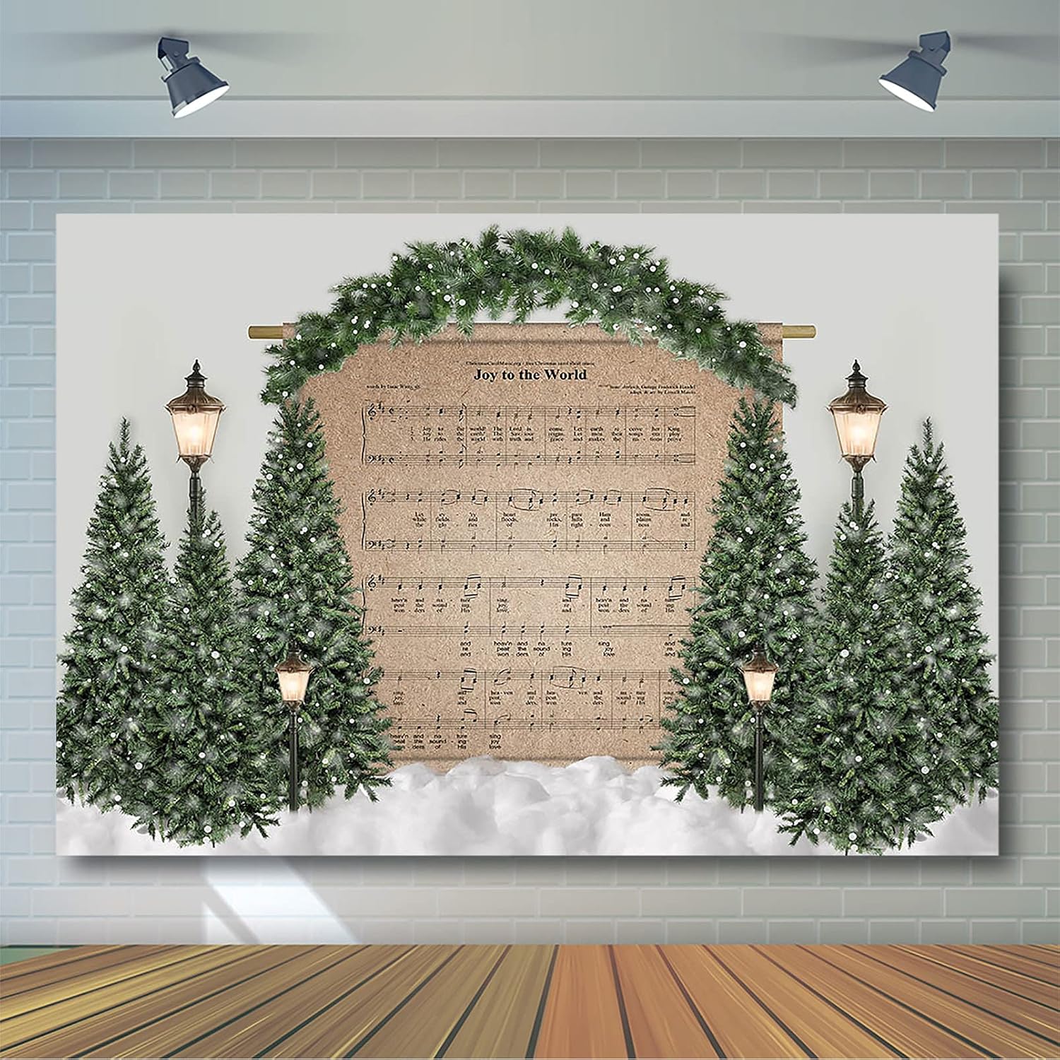 Avezano Winter Christmas Tree Photography Backdrop Joy to The World Background for Family Festival Glitter Pine Tree Bokeh Xmas Party Decorations Photoshoot Backdrops (10x7ft)
