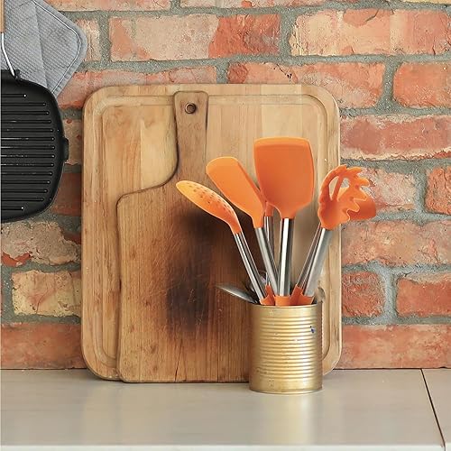 Miniatura 6 de Juego de utensilios de cocina de 7 piezas, asas de acero inoxidable, silicona no tóxica sin BPA, espátulas de cocina, juego de regalo para