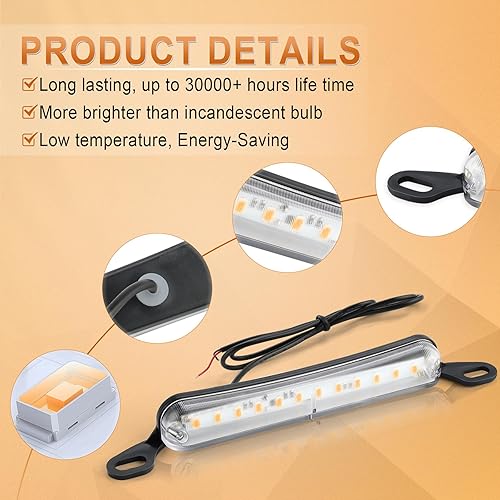 Miniatura 3 de LivTee Luz de matrícula, Luces LED de matrícula extremadamente brillantes, montaje para remolque, UTV, ATV, camión, RV, barco, color ámbar