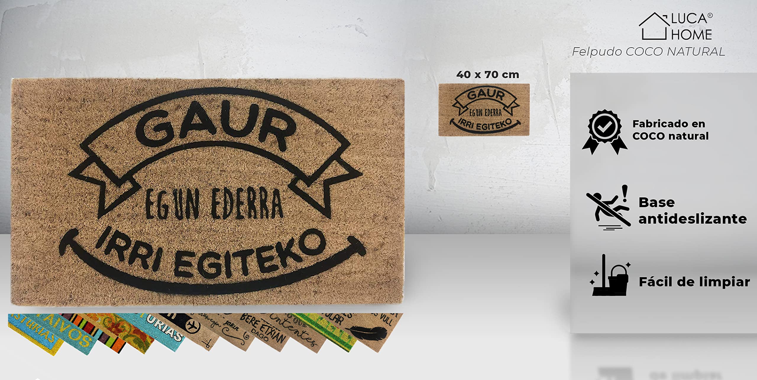 Zerbino Cocco Naturale 40x70 Cm Retro Gomma Antiscivolo Tappeto Ingresso 100 Made In Italy 49449762