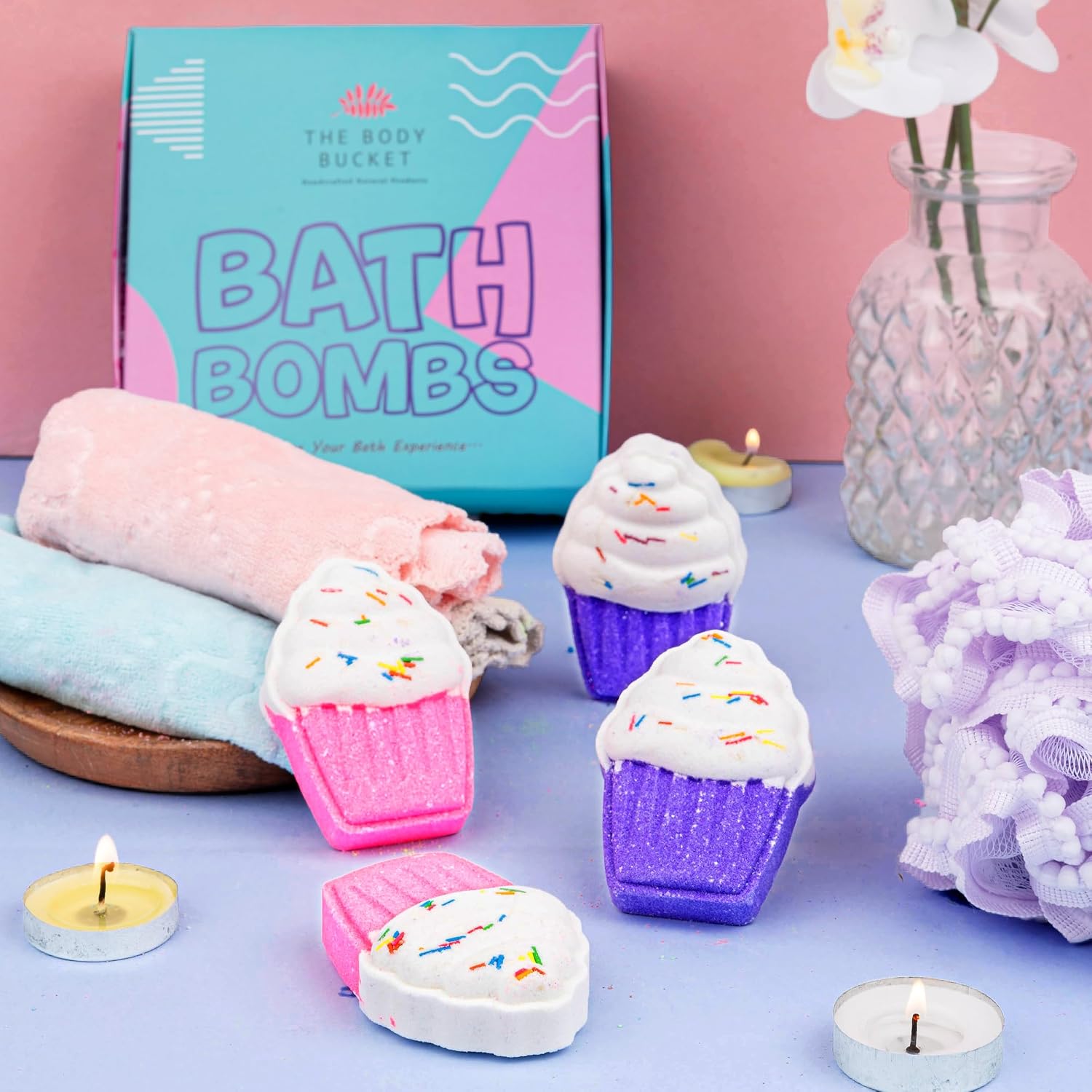 Vanilla Cupcake Bath Bombs – 70gm Each (Pack of 4) Natural Handcrafted Aromatic Fragrance Perfect Bath Gift for Kids, Men & Women Relaxing Bubble Bath Experience
