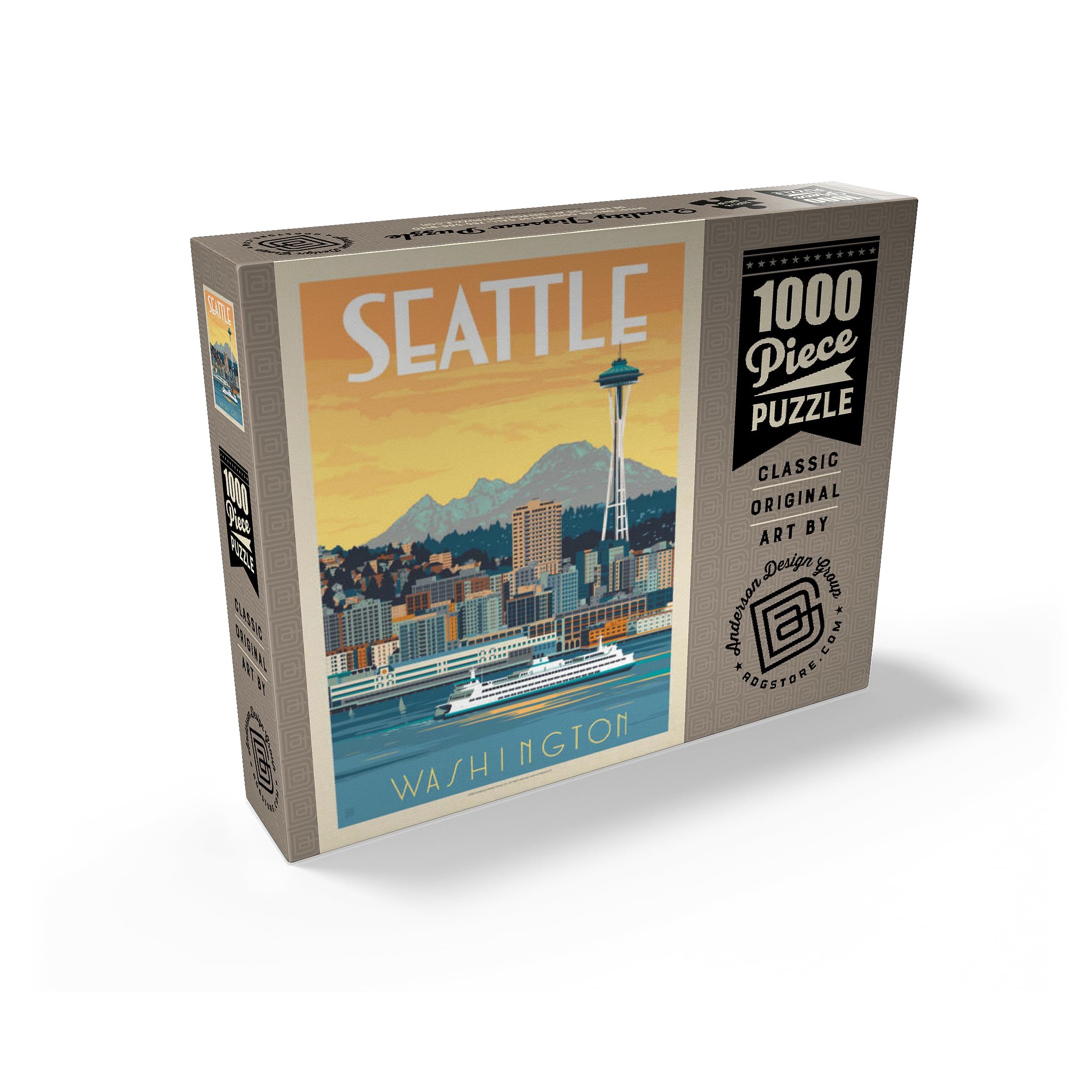 MyPuzzle 1000 Piece Jigsaw Puzzle - Seattle Ferry Vintage Poster Art - Premium Quality, Made In USA