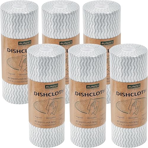 Paños desechables para limpieza, paños de limpieza reutilizables, trapos de cocina para lavar platos, 40 hojas por rollo, 6 rollos por caja, patrón