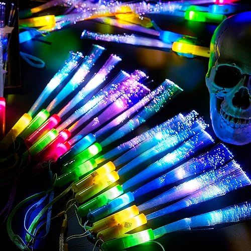 Miniatura 8 de Lewtemi 48 varitas de fibra brillante con luz LED, varitas de fibra óptica, varitas intermitentes LED, varitas de fibra óptica para recuerdos de