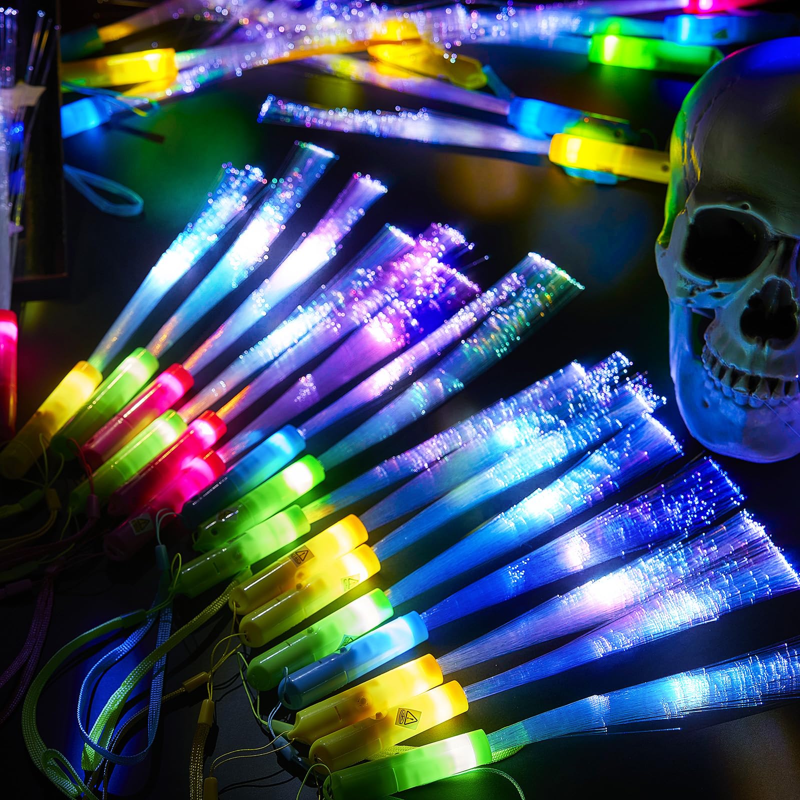 Amazon.com: Lewtemi 48 Pieces Glow Fiber Wands Sticks LED Light up