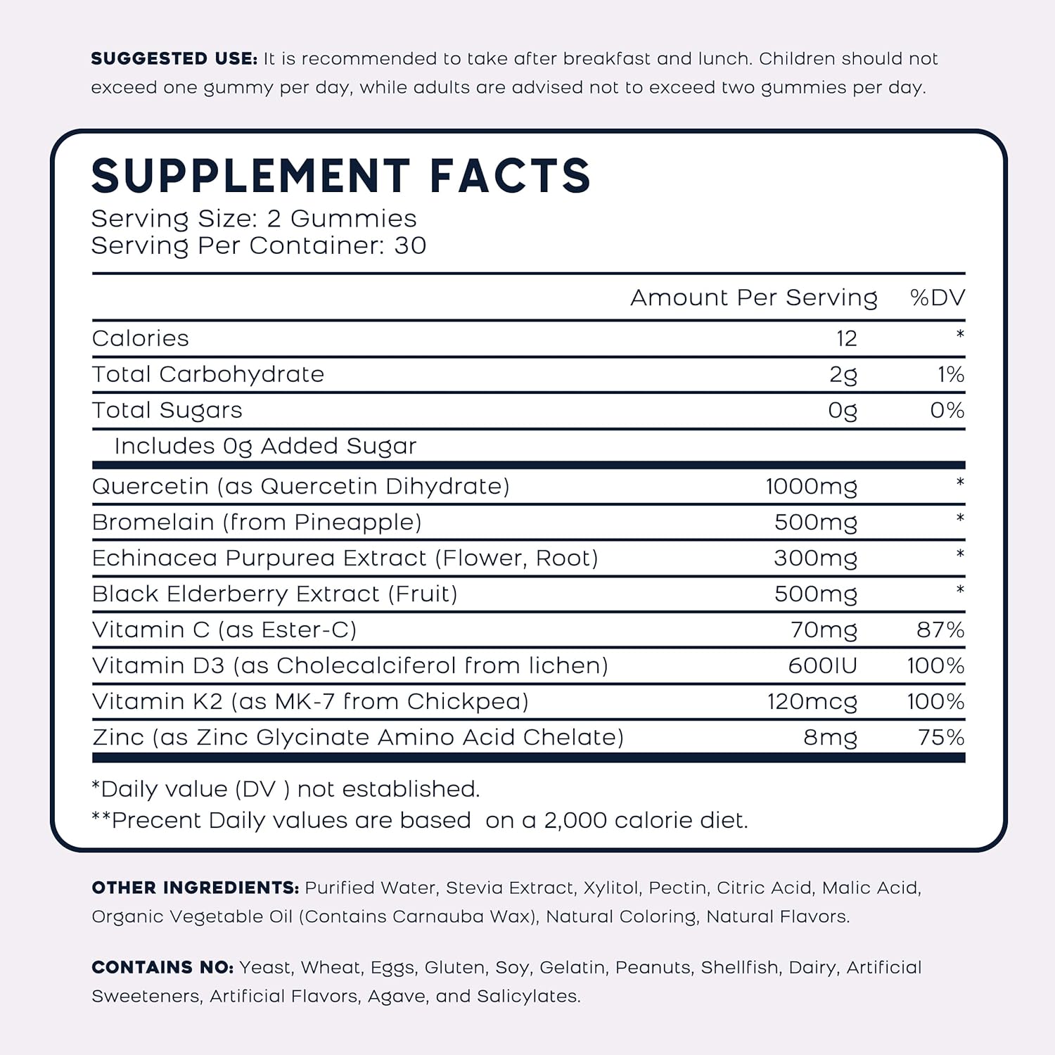 (2 Pack) Quercetin Gummies with Bromelain Zinc Elderberry Vitamin C D3 K2, Quercetin 1000mg Supplement with Bromelain 500mg for Cardiovascular, Immune System & Allergy, Vegan Gummy for Adult & Kid - Image 4
