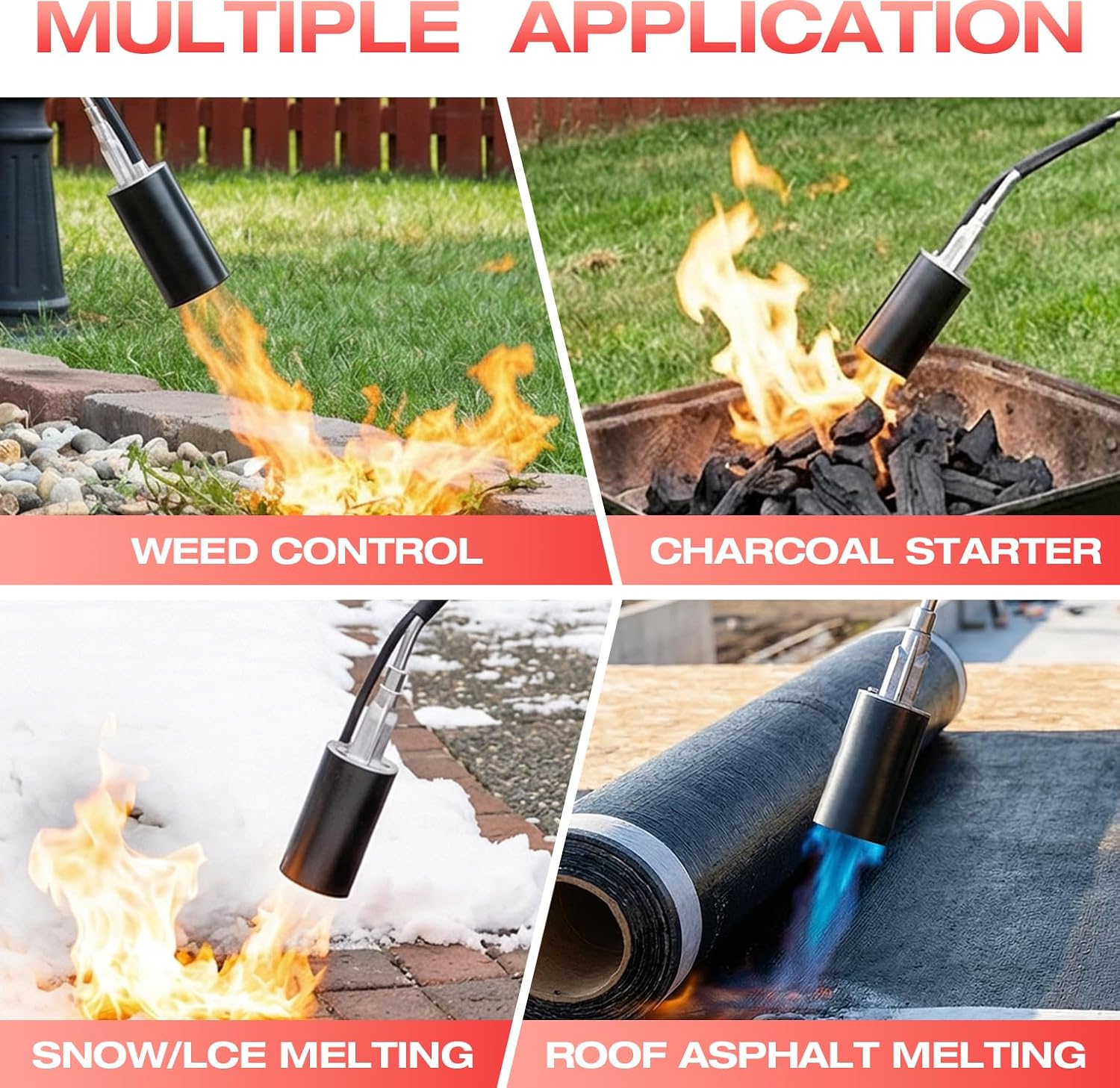 Propane Torch Weed Burner,High Output Flamethrower for Weeding, Ice Melting & Asphalt,Long/Short Detachable Design with Self Igniter&10FT Hose,Heavy Duty Weed Burner Torch for Farm,Garden & Roofing
