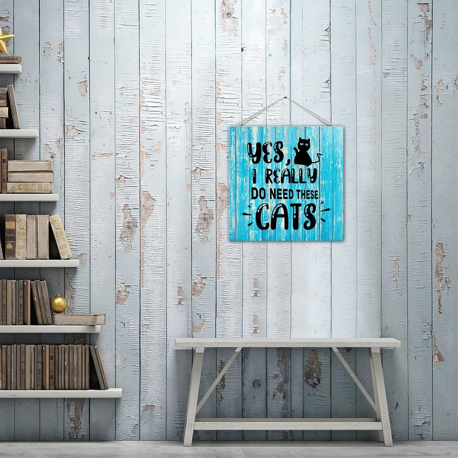 Wood Pallet Sign Plaque Yes I Really Do Need These Cats Antique Wood Wall Hanging Door Plaque String Included Distressed Look Wooden Wall Hanging Door Sign Wall Pediment for Patio Lake House Decor