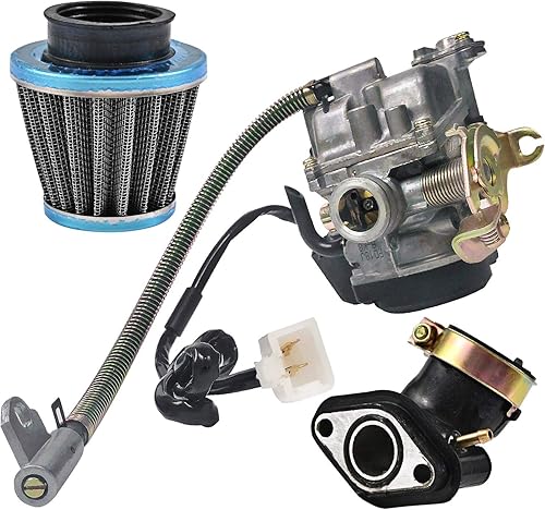 Miniatura 6 de GY6 50CC 49CC Carburador para 139QMB 4 tiempos Scooter ATV ciclomotor Go Kart Taotao Motor 0.709 in carb+1 colector de admisión, 1 filtro de aire, 1