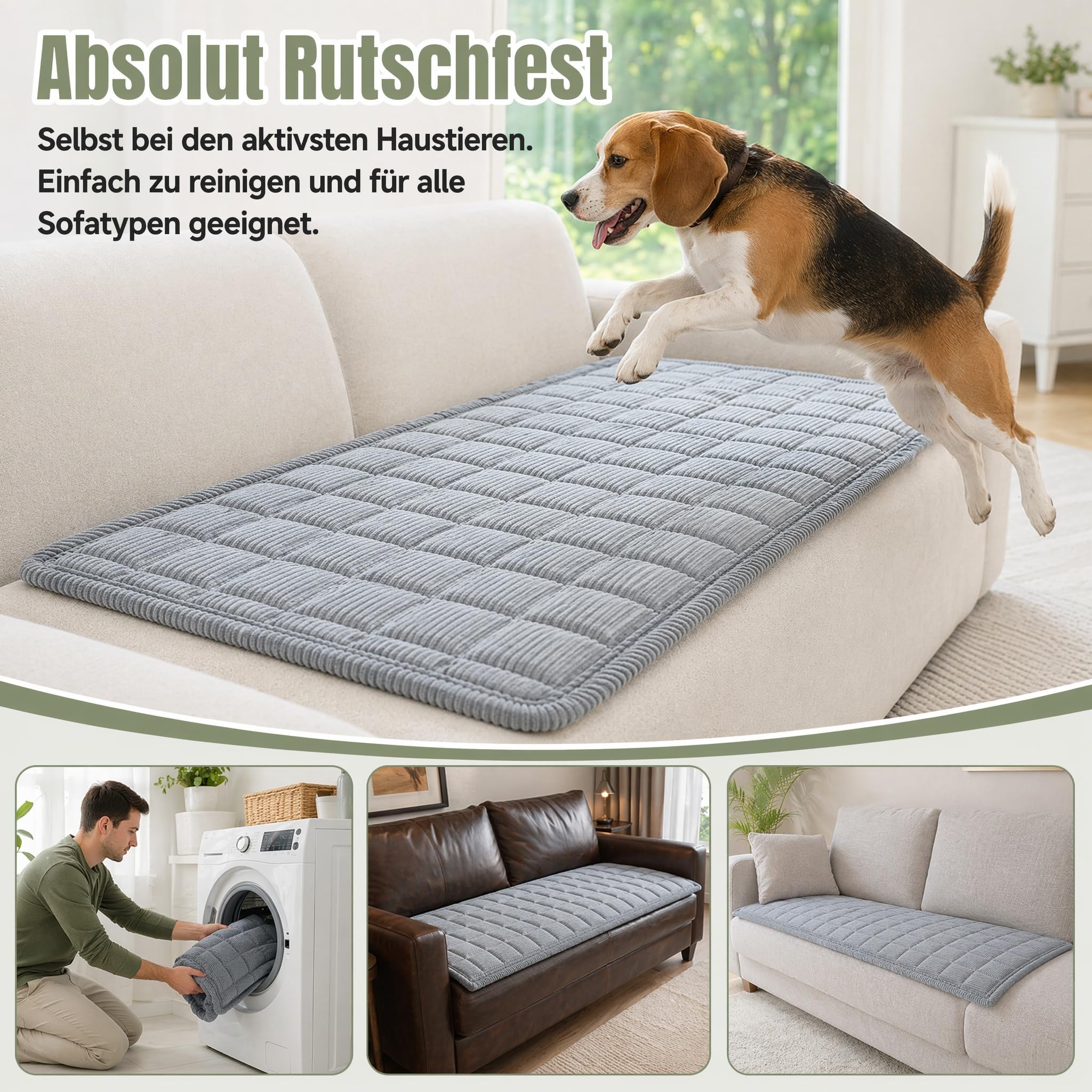 Sofa Guard - Soft in Aktion, Wasserabweisend & Rutschfest, Kratzfester Sofaschoner für Hunde & Katzen, Waschbarer Couch Überwurf, Weiche Sofa Schutzdecke für 1/2/3/4 Sitzer (Dunkelgrau,70*150cm)