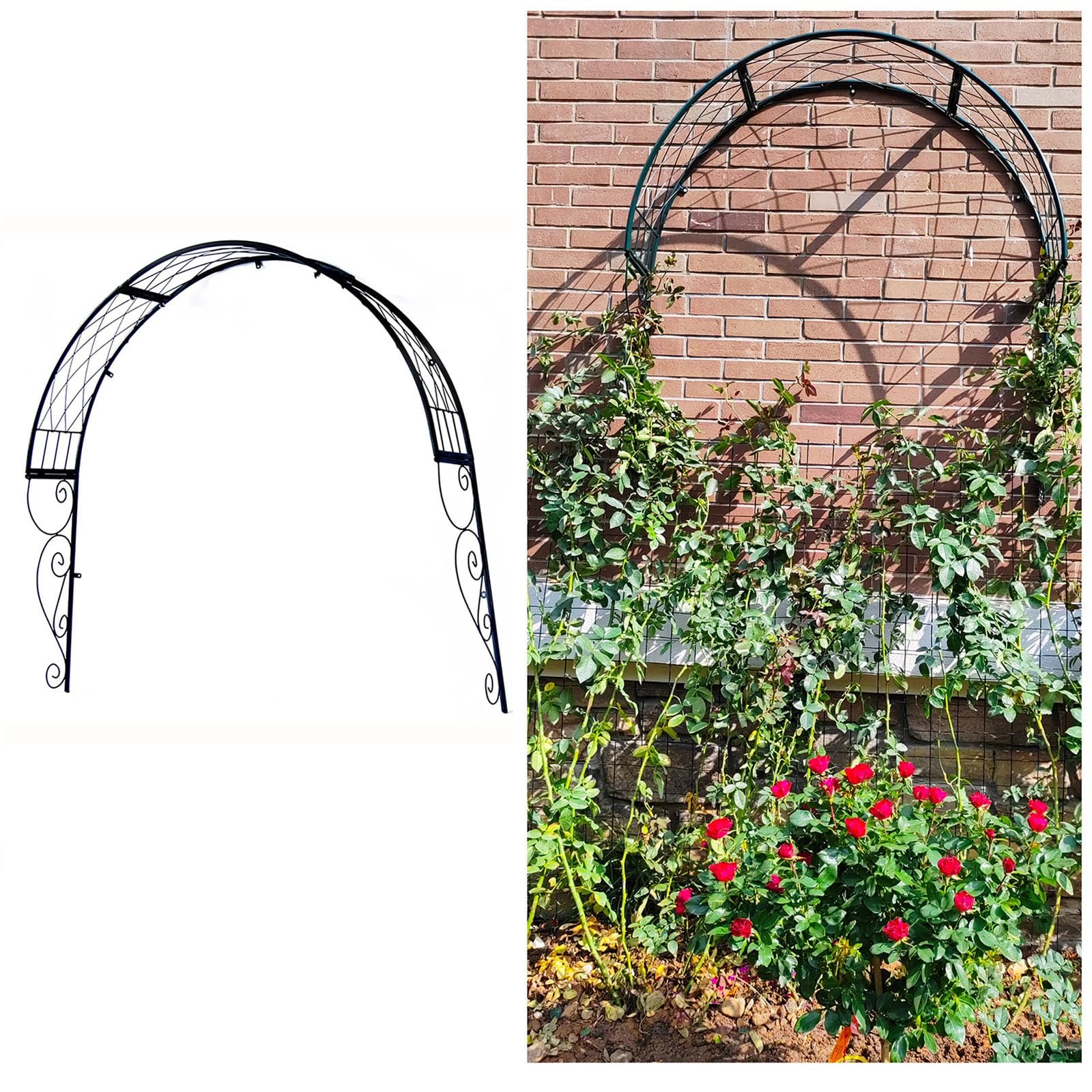Łuk ogrodowy o szerokości 100 cm, do pnącza, stojak na kwiaty, zielono-biała pergola do dekoracji i wsparcia ogrodowego
