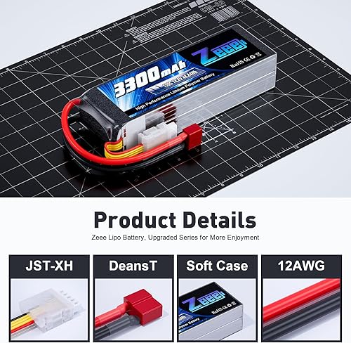 Miniatura 3 de Zeee Batería Lipo RC de 14.8V 100C 3300mAh 4S RC con enchufe T, paquete de 2 baterías con 1 bolsa segura Lipo Bolsa ignífuga a prueba de explosiones