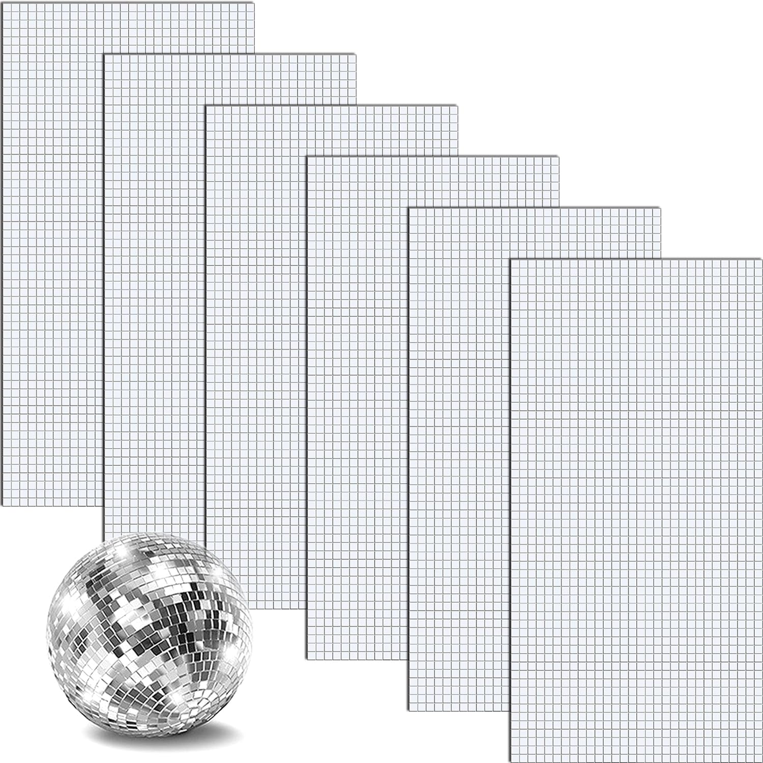 10800 Stück Selbstklebende Spiegel Mosaik Fliesen Glas Spiegel Wandaufkleber Quadrat Glas Mosaik Aufkleber Mini Spiegel Aufkleber für DIY Disco Party DIY Dekor (5 * 5mm, Silber)