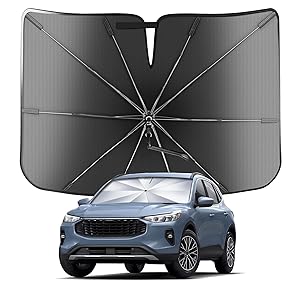 [Upgrade] Portable Ford Escape 2020-2025 Windshield Sunshade[Military-Grade Sturdy] with Carry Bag, Ice Crystal Durable Compact Shade Umbrella UPF50+ UV Front Window Heat Insulation Outdoor Camping