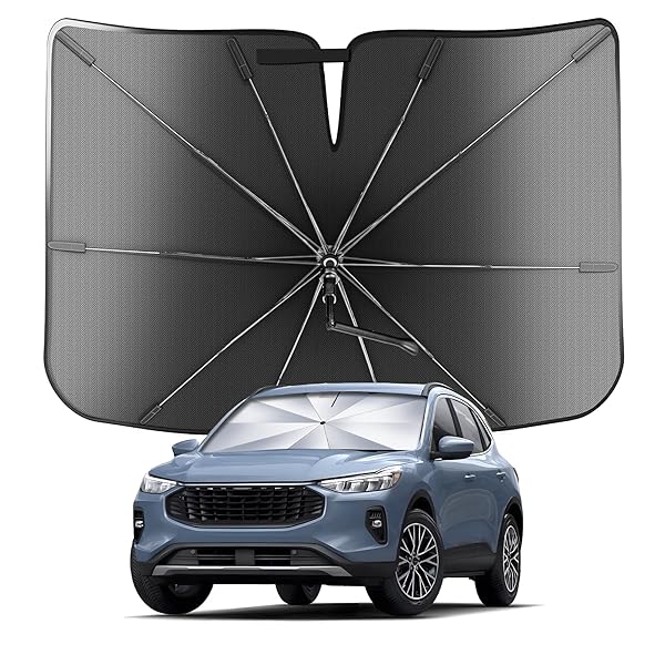 [Upgrade] Portable Ford Escape 2020-2025 Windshield Sunshade[Military-Grade Sturdy] with Carry Bag, Ice Crystal Durable Compact Shade Umbrella UPF50+ UV Front Window Heat Insulation Outdoor Camping