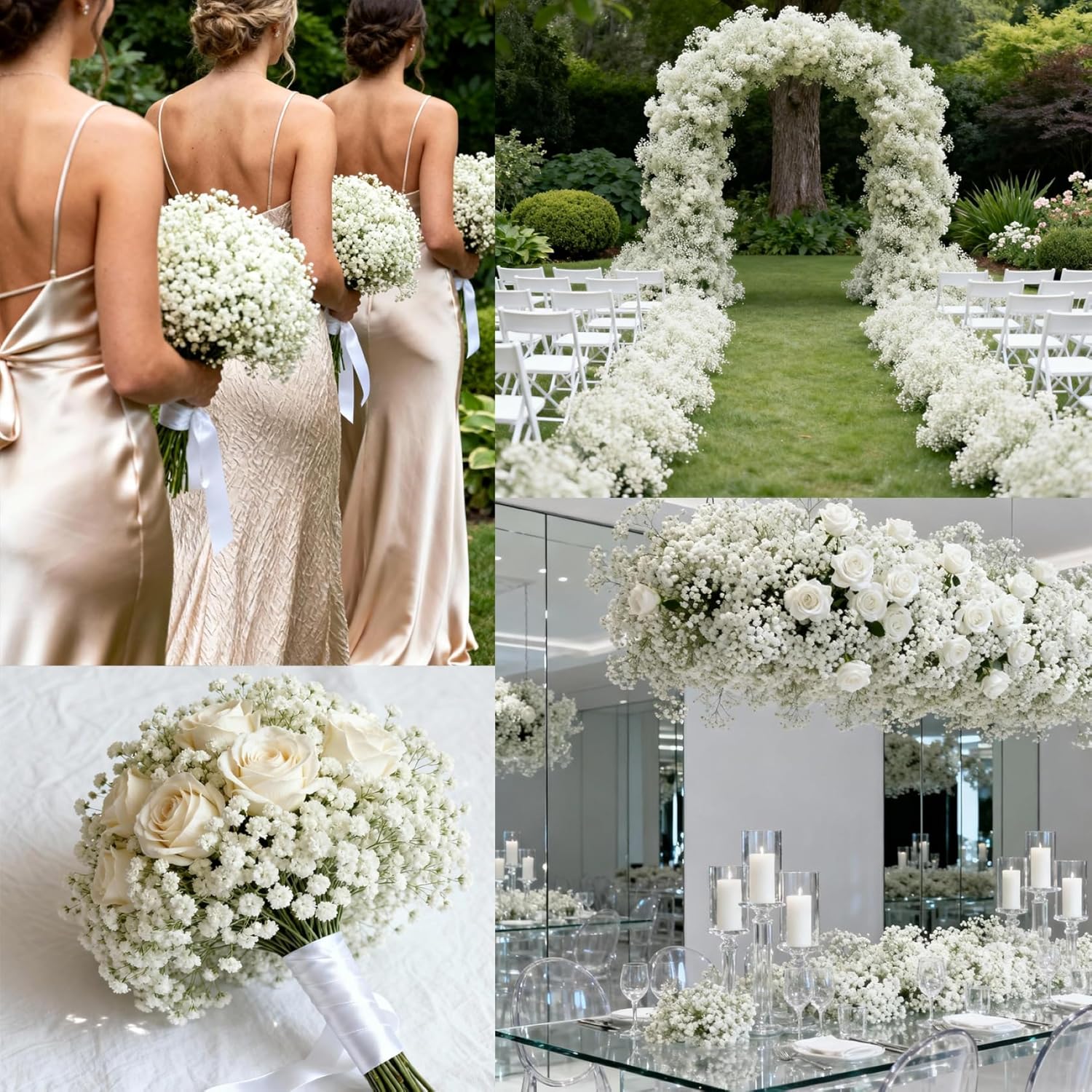 Babys Breath Artificial Flowers, 36 Pcs Baby Breath Flowers Artificial Bulk Real Touch Faux Flowers Bouquets for Wedding Decor Party Home Decoration (White)