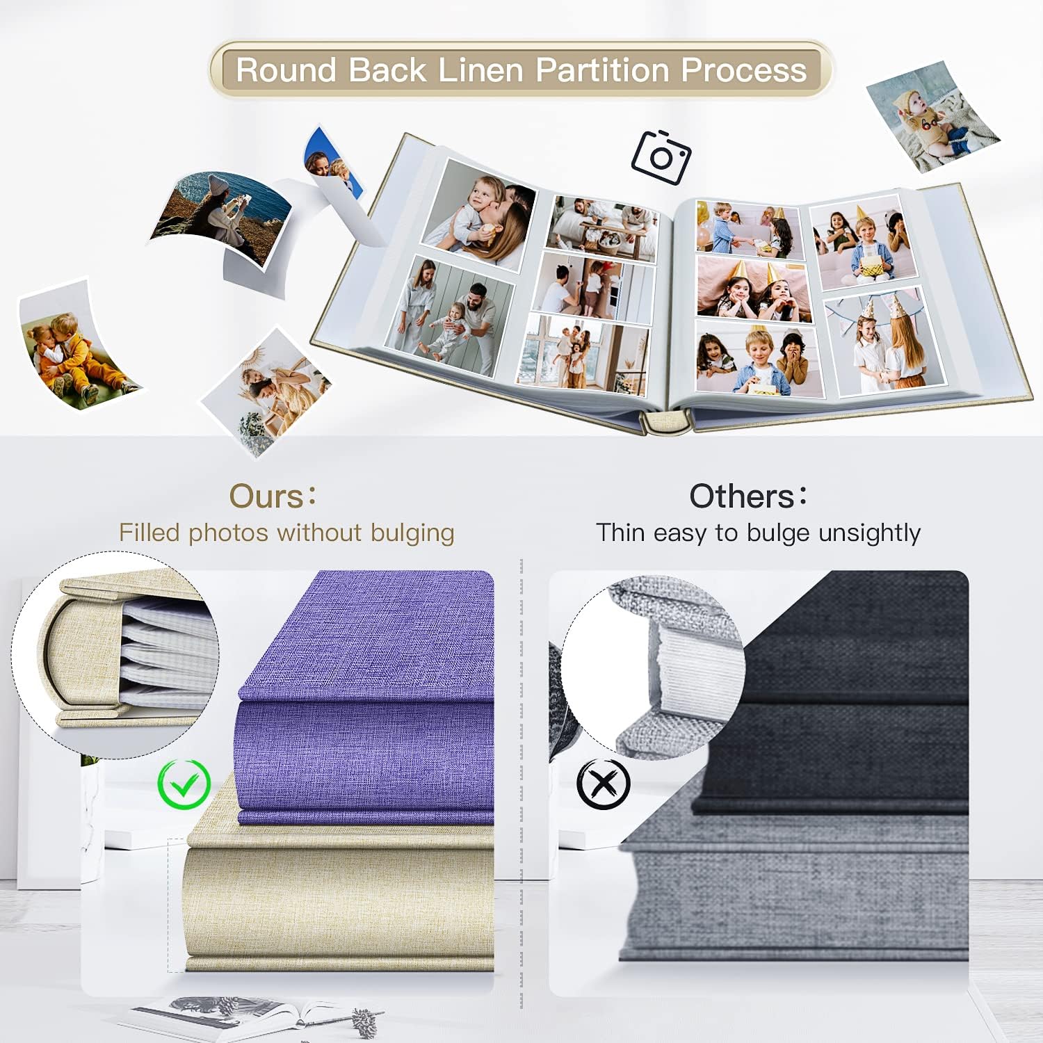 popotop Photo Album 4x6-600 Photos Photo Books with 600 Horizontal and Vertical Pockets,Linen Cover Albums for Family Wedding Anniversary Baby Vacation Pictures