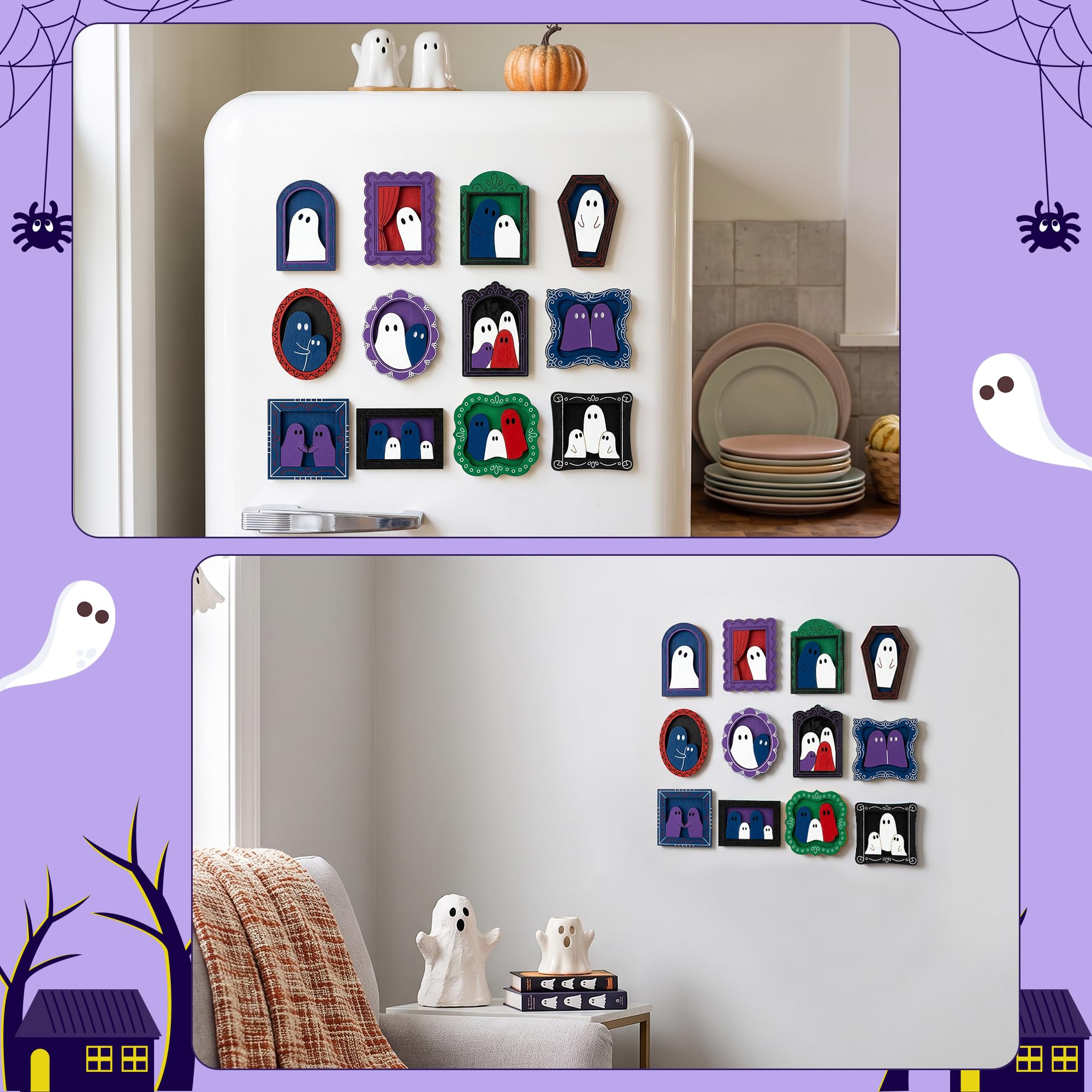 FeuuWamme Marcos de madera fantasma de Halloween para manualidades para