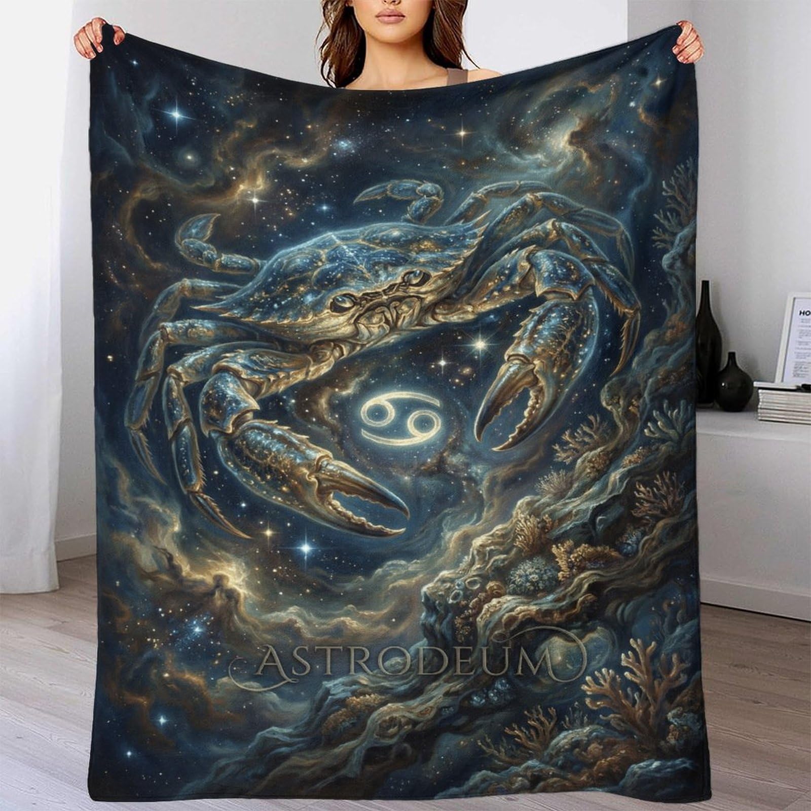 W7C8U2X3 Zodiac Cancer for for Flannel Throw Blanket, Couch Bed Travel