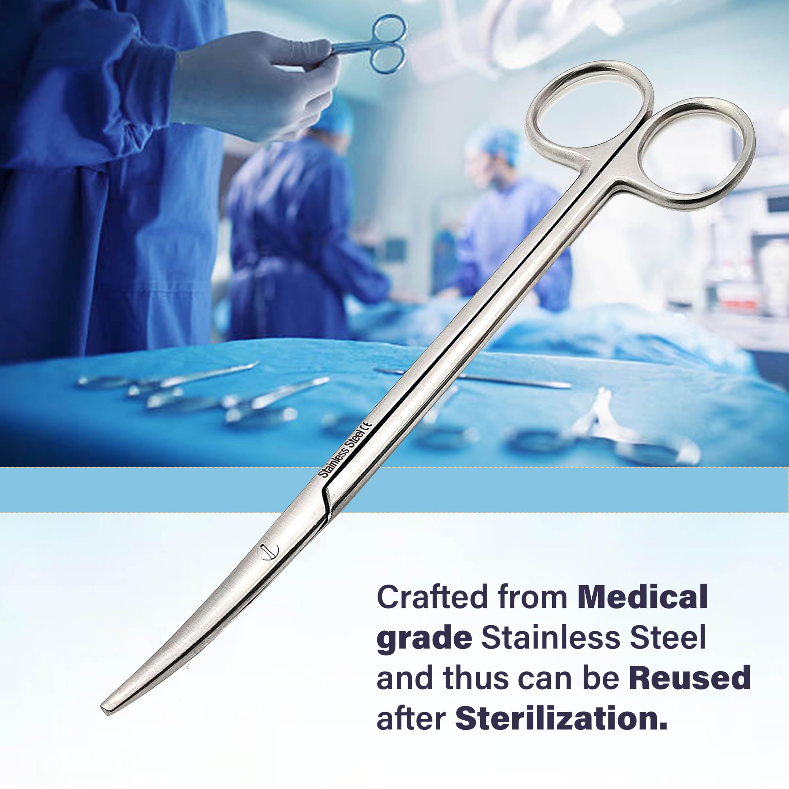Metzenbaum Dissecting Scissors with Gold Rings- Long Slim Precision Scissors made of Medical Grade Premium Quality Stainless Steel (7" Curved Silver) — Amazon image 3