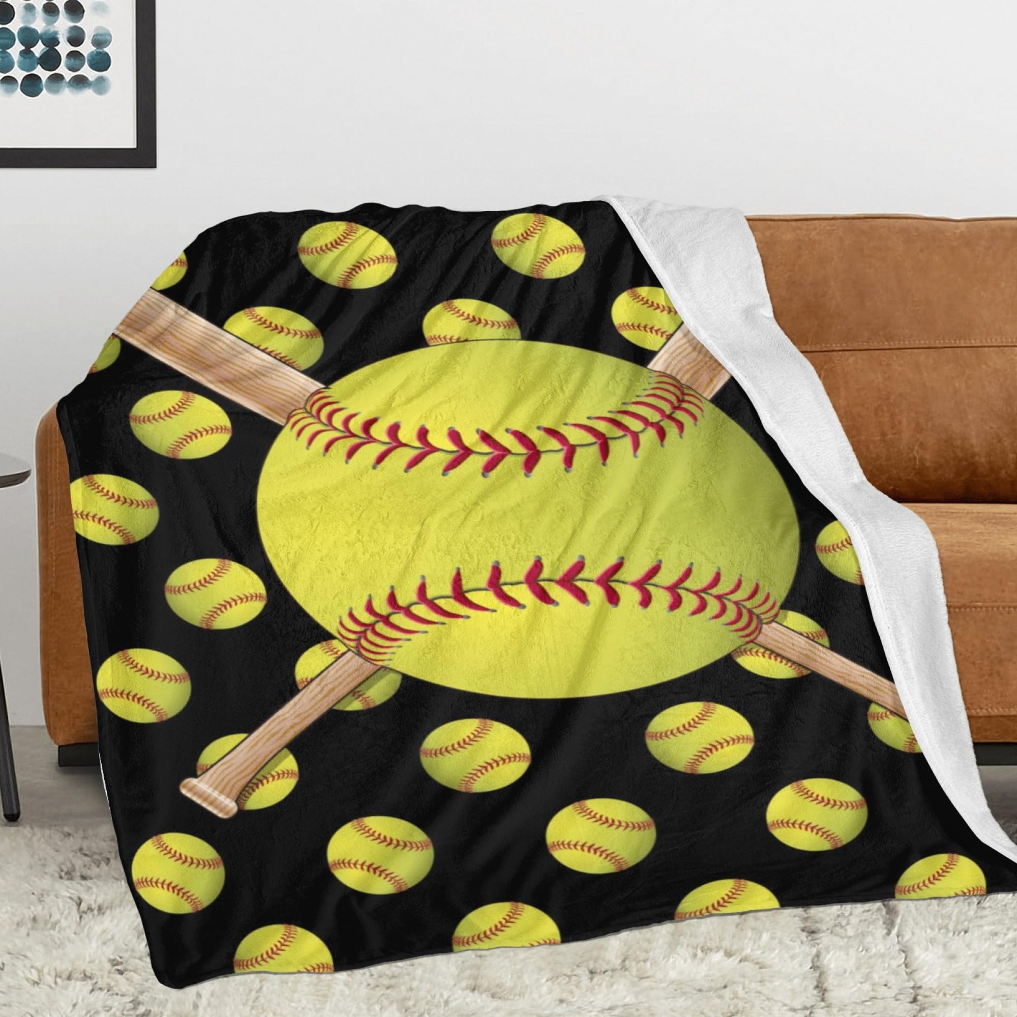 Softball Blanket Softball Gifts for Girls Softball Accesories Gifts for Team Softball Gift for Woman Softball Lover/Player Gifts Super Soft Warm Softball Throw Blanket 50
