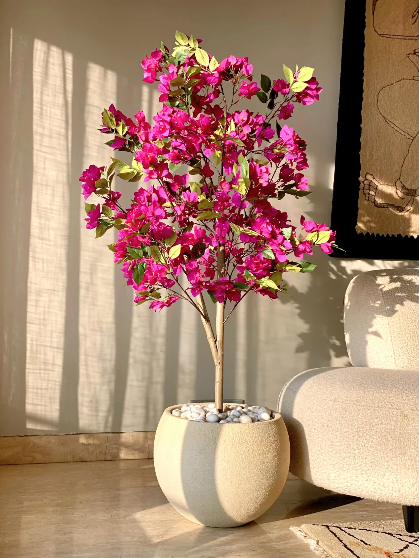 Home Bloom Artificial Cherry Blossom Tree with Pot for Home & Office Décor | Realistic Pink Flower Plant | Maintenance Free Faux Decorative Plant | 110 cm / 43 Inches Tall-image-48