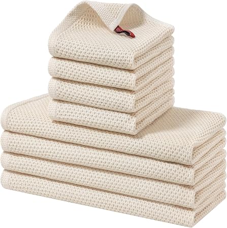 Homaxy 100% Cotton Kitchen Towels and Dishcloths Set, 12 x