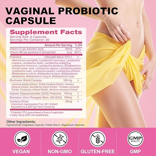 Miniatura 2 de Probióticos vaginales para mujeres, suplemento de probióticos y prebióticos Akkermansia para la salud vaginigal, equilibrio de pH, humedad, control
