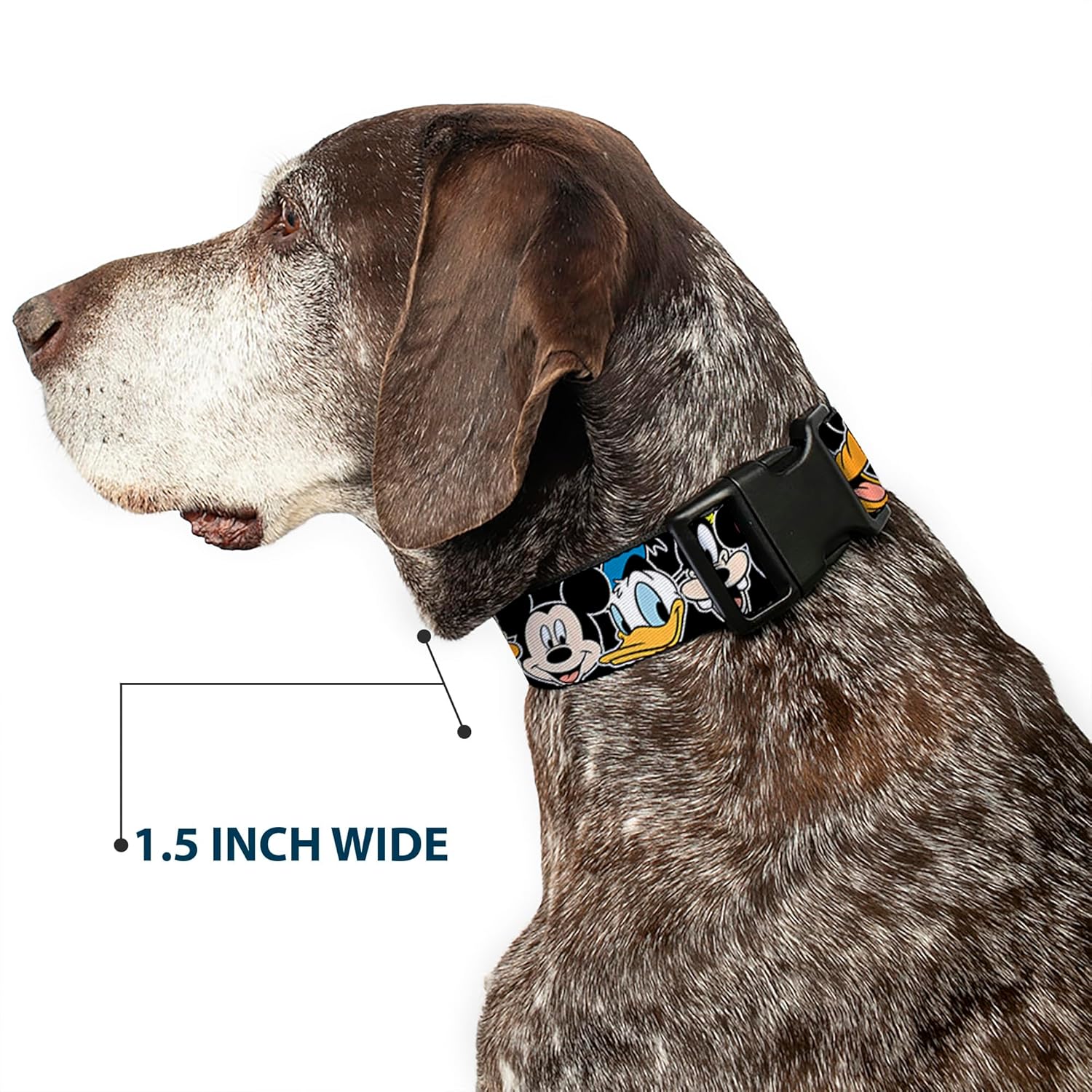 Buckle-Down Classic Disney Character Faces Black Plastic Clip Collar, Wide Medium/16-23"