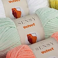 Vista 9 de Sensy - Hilo de terciopelo para ganchillo o manta de bebé, hilo de chenilla, hilo amigurumi, 3.5 onzas, 132 yardas, calibre 5, voluminoso