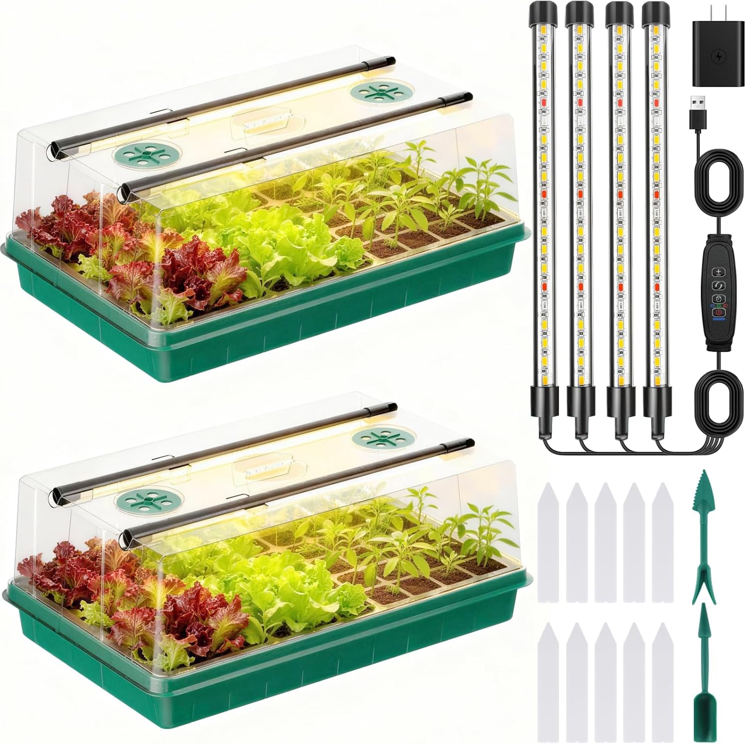 Seed Starter Tray, Seed Starter Kit with Grow Lights, Color Change Grow Lights for Seed Starting Kit, 3 Timming Set, Indoor Plant Growing Kit for Gardeners, Germination Trays Kits, Gardening Gifts