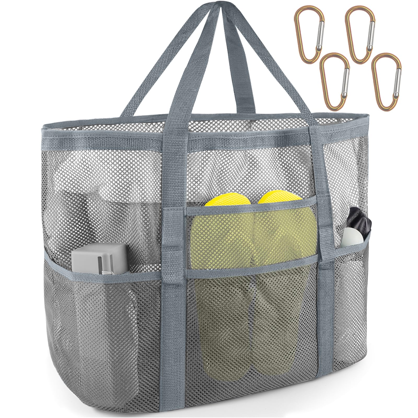 SRISE Mesh Beach Bag - Large Beach Tote Bag for Family Beach Bag for Toys & Vacation Essentials