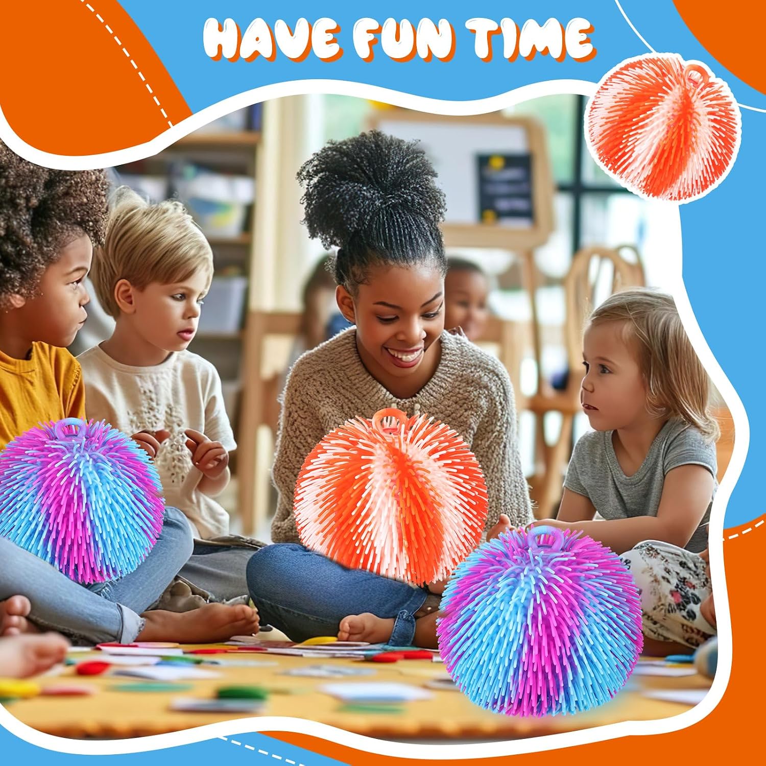 2 Pcs Puffer Ball 8 Inch Spiky Sensory Balls Bulk Bouncy Sensory Stress Relief Toy for Fun Fidget Anxiety Game Classroom Prizes Party Favors