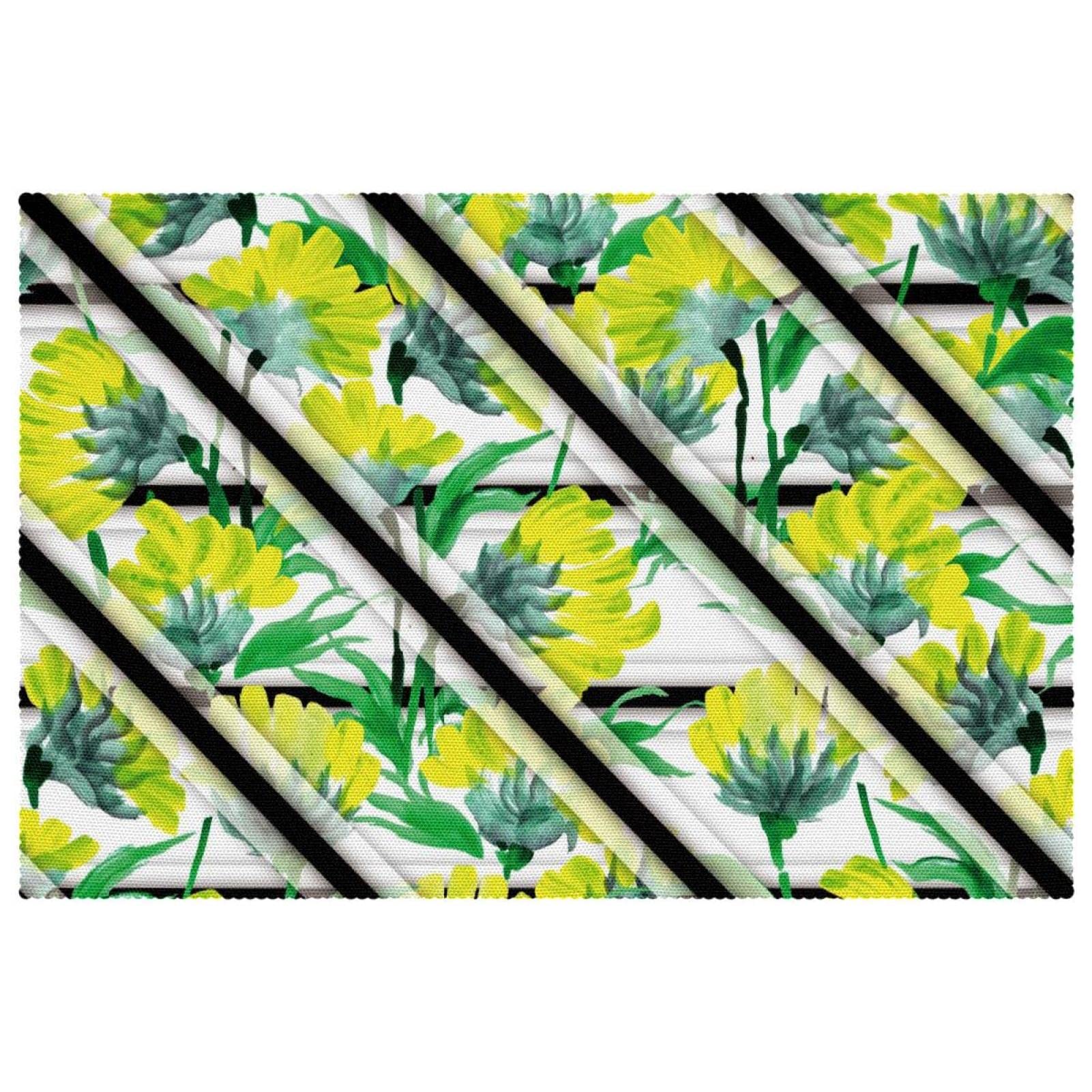 Moderne Platzsets, Aquarell-Gelb, Blumenmuster, 6 Stück, Premium-Tischset, hitzebeständig, waschbar, 45 x 30 cm