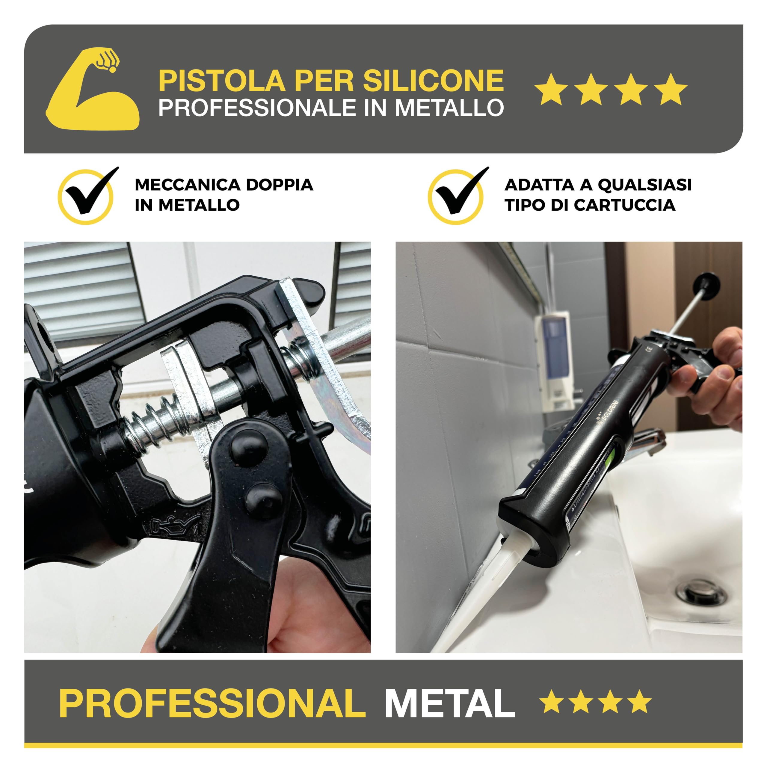 Pistola Per Siliconi Professionale - Con Meccanismo Antigoccia, Per Sigillanti E Adesivi