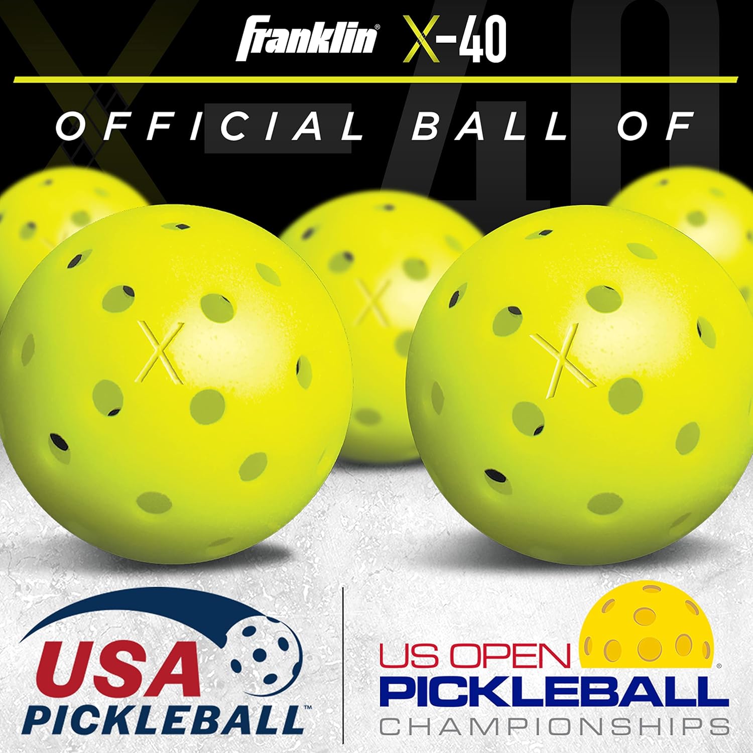 Franklin Sports Pickleball Paddle and Ball Set - (2) Dagger Fiberglass Rackets + (4) X-40 Balls - USA Pickleball (USAPA) Approved - 2 Player Set image 7 of 11 B0BCQR5P53