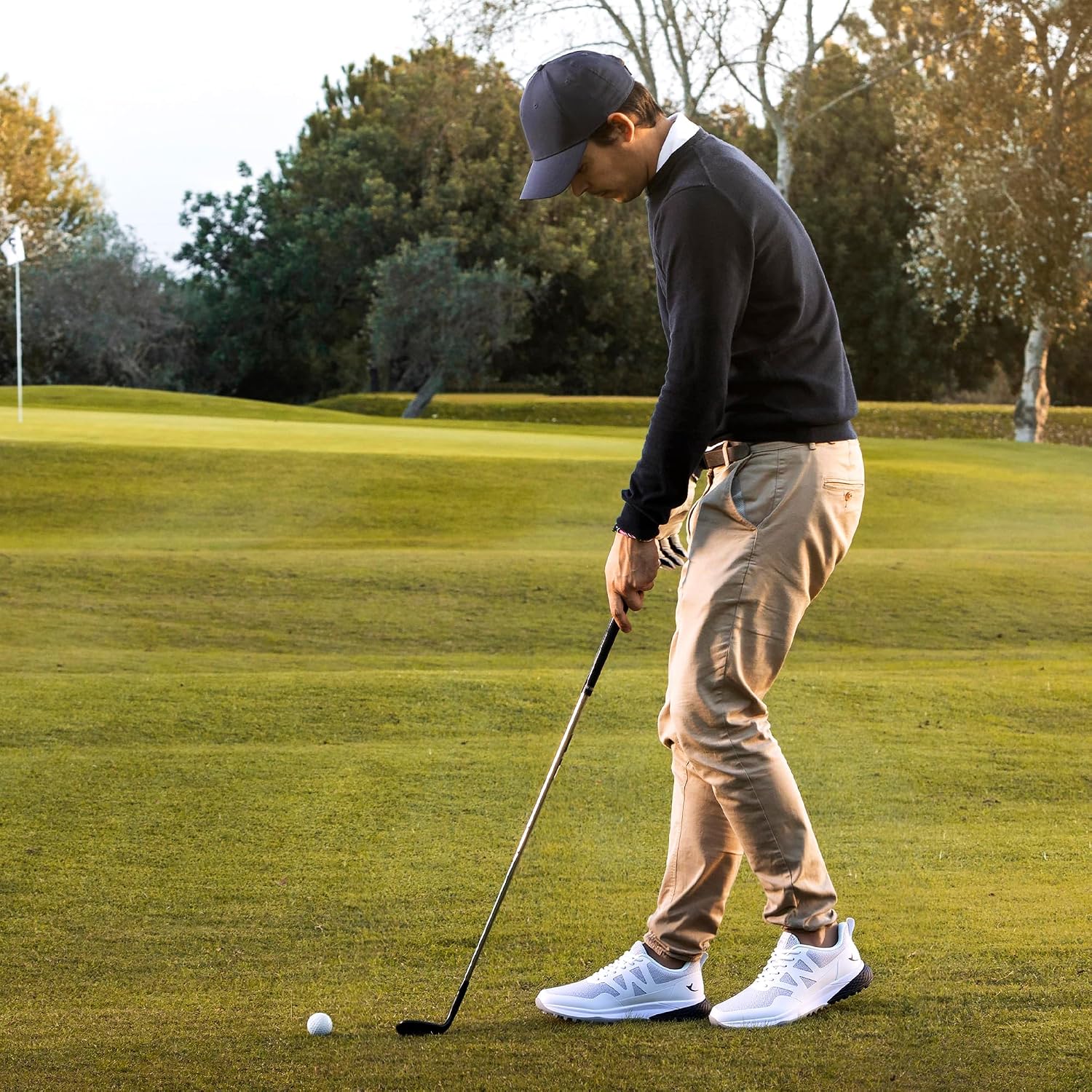 Men's Golf Shoes Spike Wide Waterproof Lightweight Anti Slip Golf Sneakers Walking Footwears