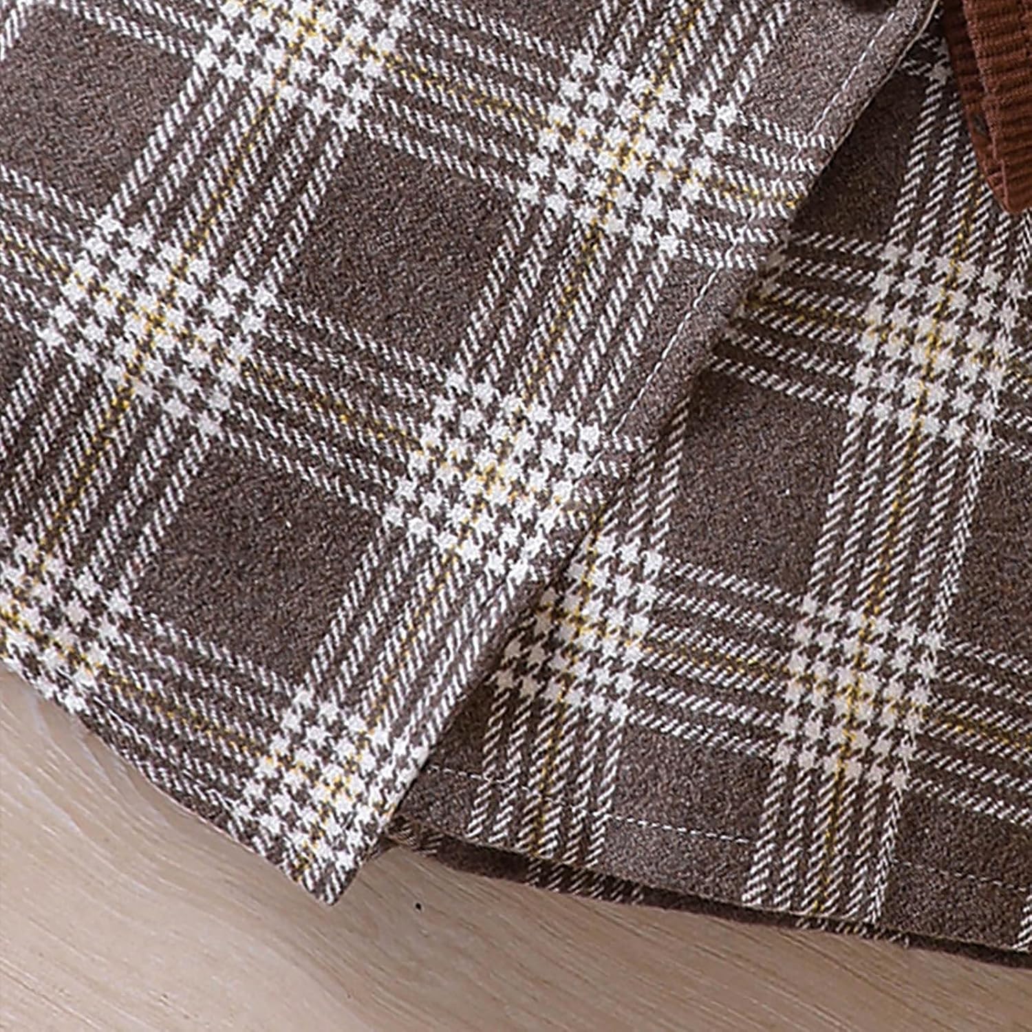 Betadog Toddler Baby Girl Fall Winter Clothes Turtleneck Knit Pullover Tops Plaid Button Mini Skirts (Brown, 3-4 Years)