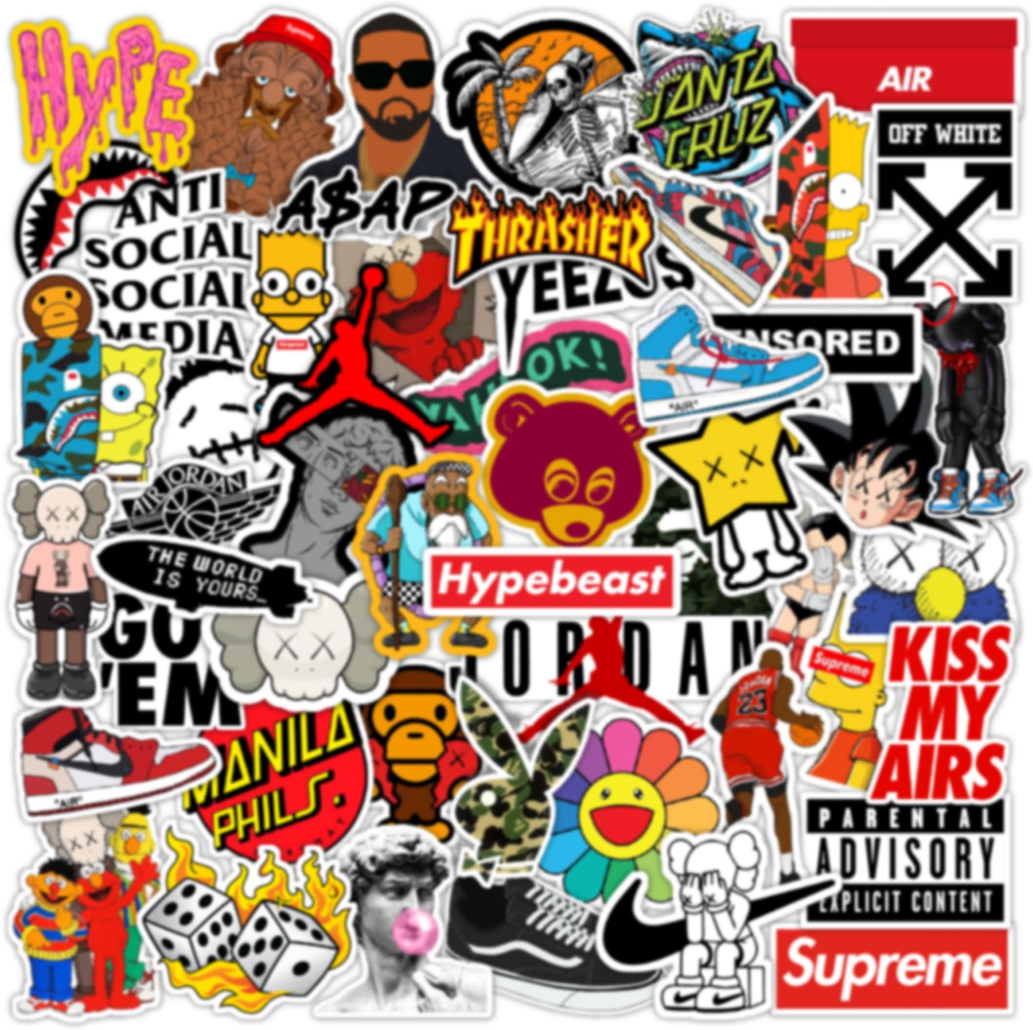 CodersParadise Hypebeast Aesthetic Stickers | Waterproof Vinyl Stickers for Laptop, Phone, Journal, Guitar & Water Bottle | Trendy Residue-Free Stickers for Customization โ Pack of 60