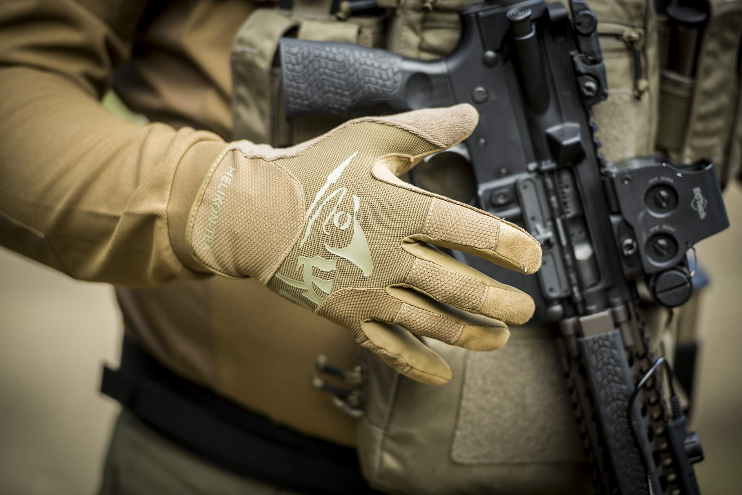 Helikon-Tex Range Line, All Round Fit Tactical Gloves, Coyote Brown/Adaptive Green, Medium/Regular