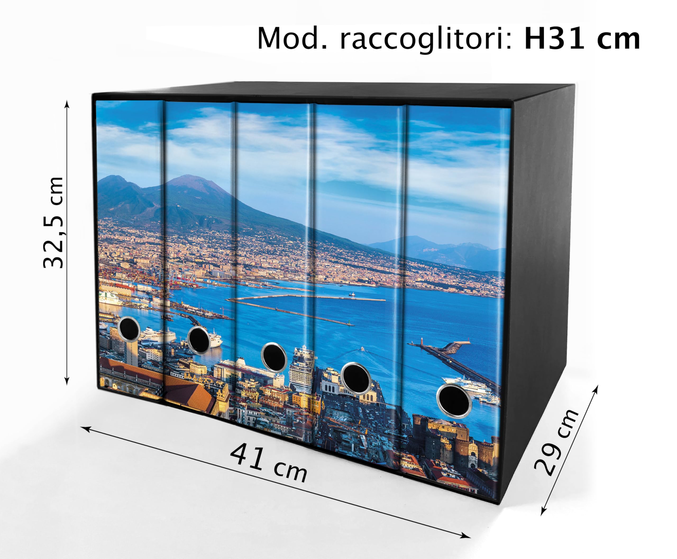 Set da 5 raccoglitori ad anelli GOLFO DI NAPOLI - Faldoni SHAREPRINTING (H31 con 4 anelli)