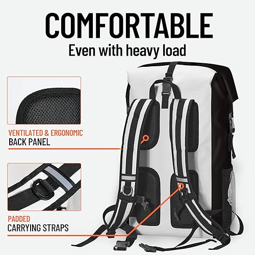 Miniatura 6 de Bolsa seca impermeable Bolsas secas marinas para kayak, senderismo, cráneo, girasol, mochila negra, bolsa de cierre enrollable - Mochila Funda