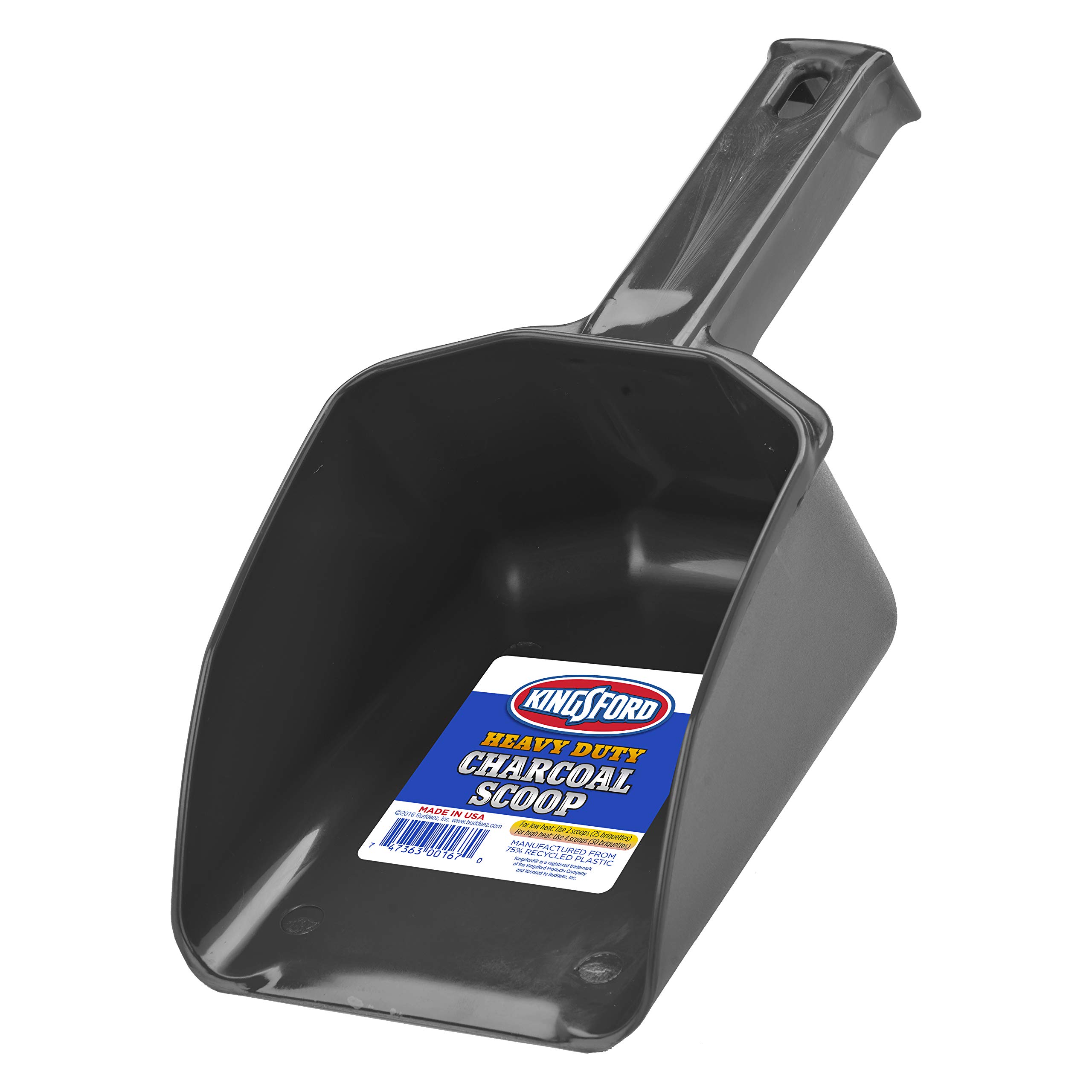 Kingsford Heavy Duty Charcoal Scoop by Buddeez - Durable Recycled Tritan Plastic Construction with EZ Grip Handle