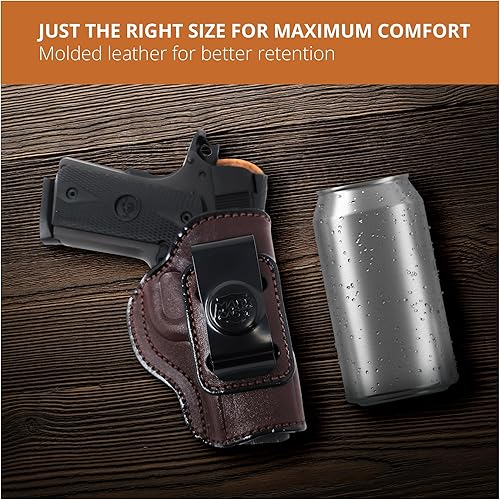 Miniatura 4 de PH - Funda de cuero genuino para pistola de 3 pulgadas 1911 de 3 pulgadas, funda de piel oculta de cuero, cómoda apéndice de transporte diario,