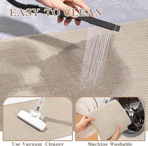 Miniatura 6 de chakme Alfombras de baño de 24 x 17 pulgadas, ultrafinas y antideslizantes, de secado rápido, absorbentes, para suelo de baño (color beige claro, 24