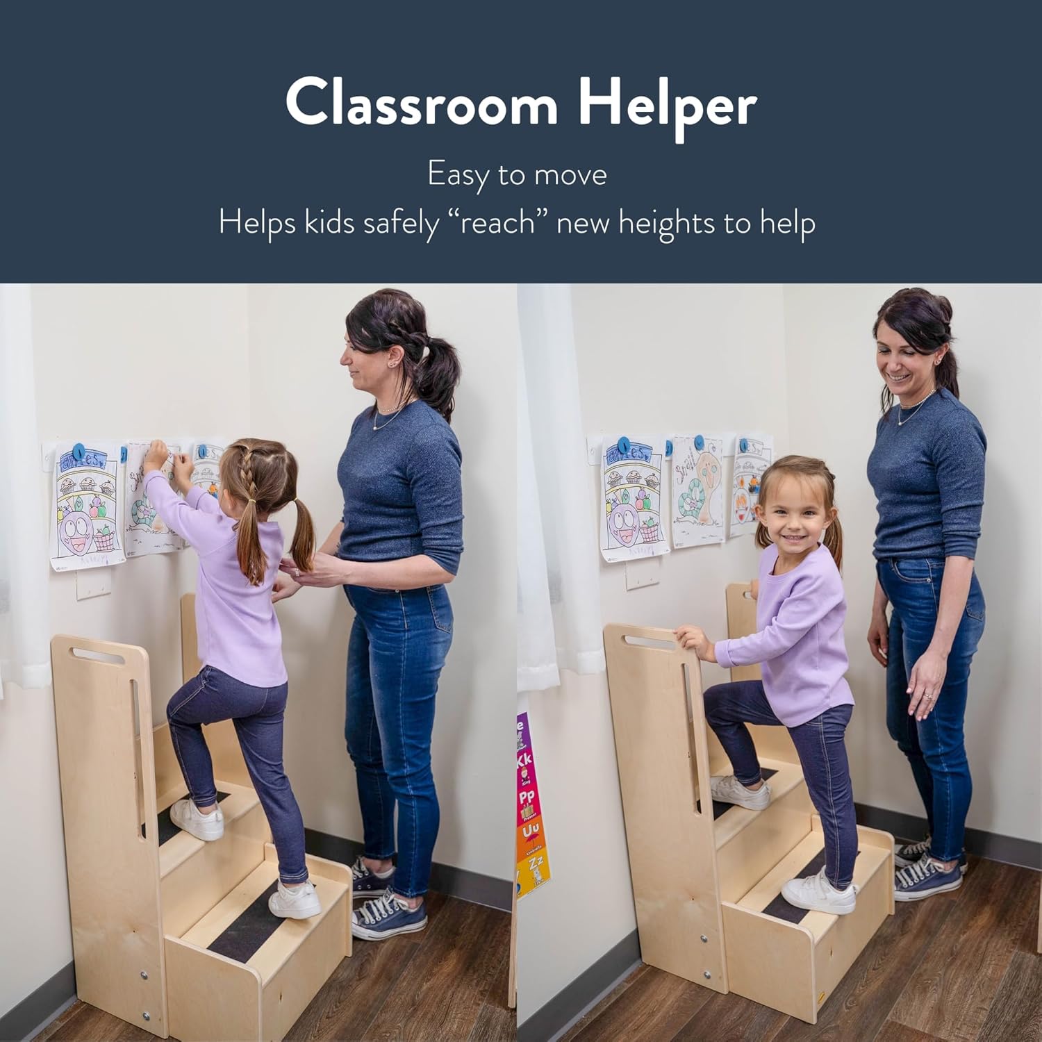 Angeles I Can Reach Steps with Handles, Birch Toddler Tower, Kitchen Helper Stool for Kids, Assembly Required