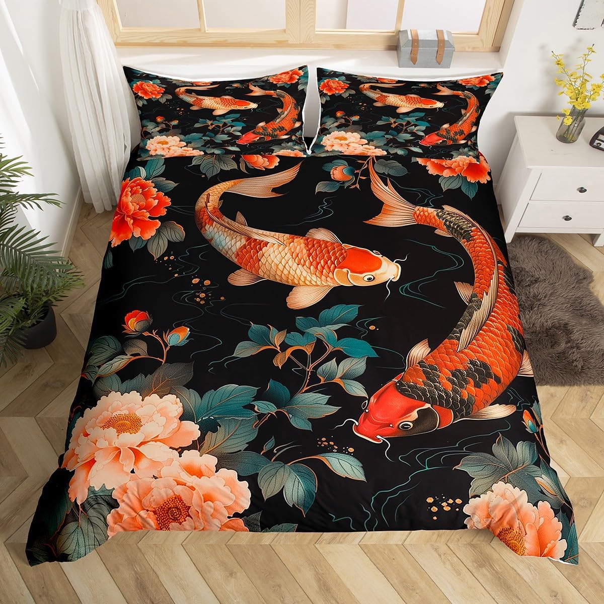 Thanksgiving Autumn Duvet Cover Set King Size,Gnome Fall Harvest Pumpkin Bedding Set,Boys Girls Room Decor,Turkey Maple Leaves Comforter Cover,Orange Quilt Cover,2 Pillowcases(No Comforter)